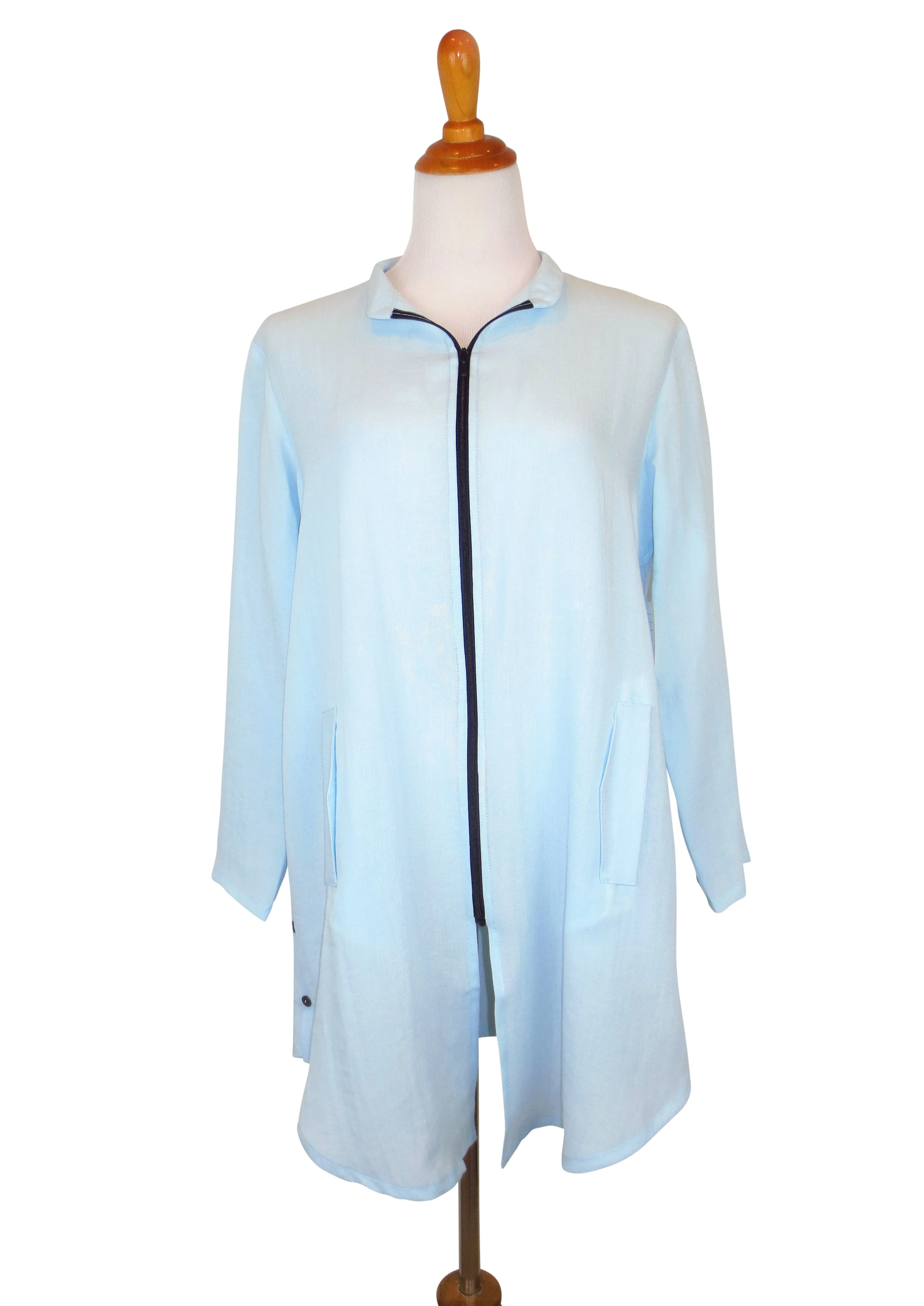 AA218 - Side Button Zippered Linen Tunic