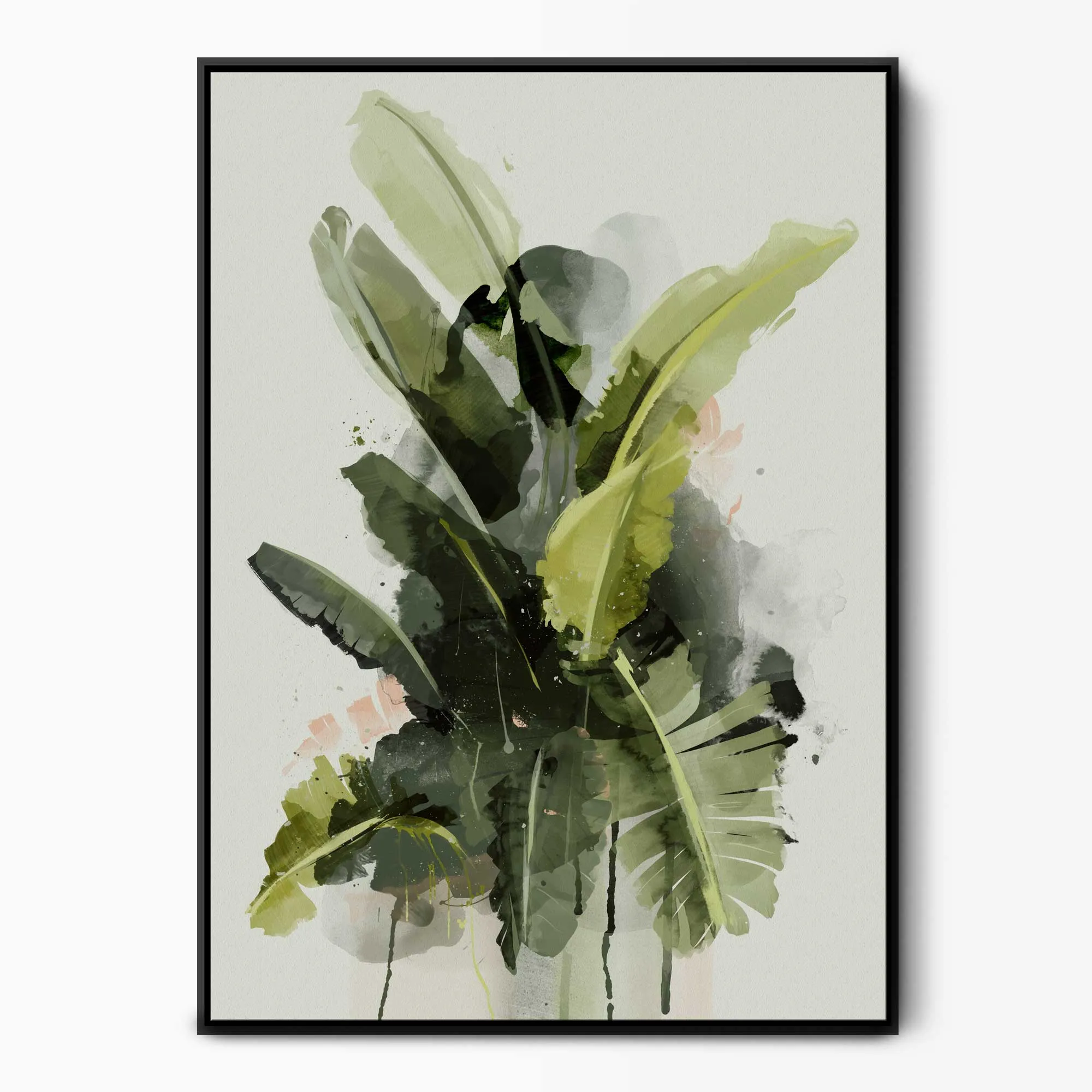 Abstract Banana Leaf Framed Canvas Art