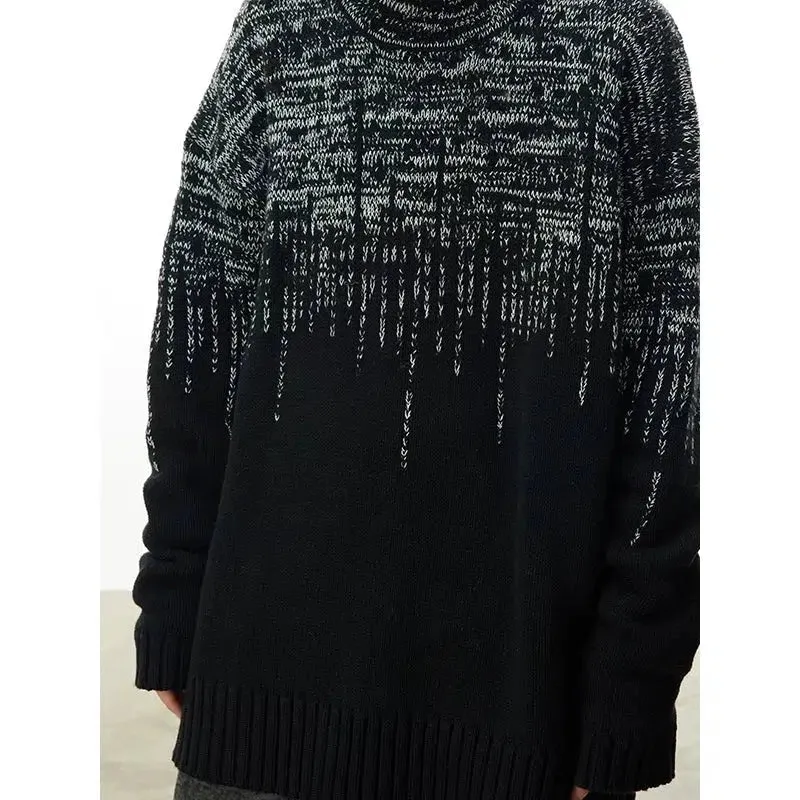 Abstract Contrast Cozy Turtleneck