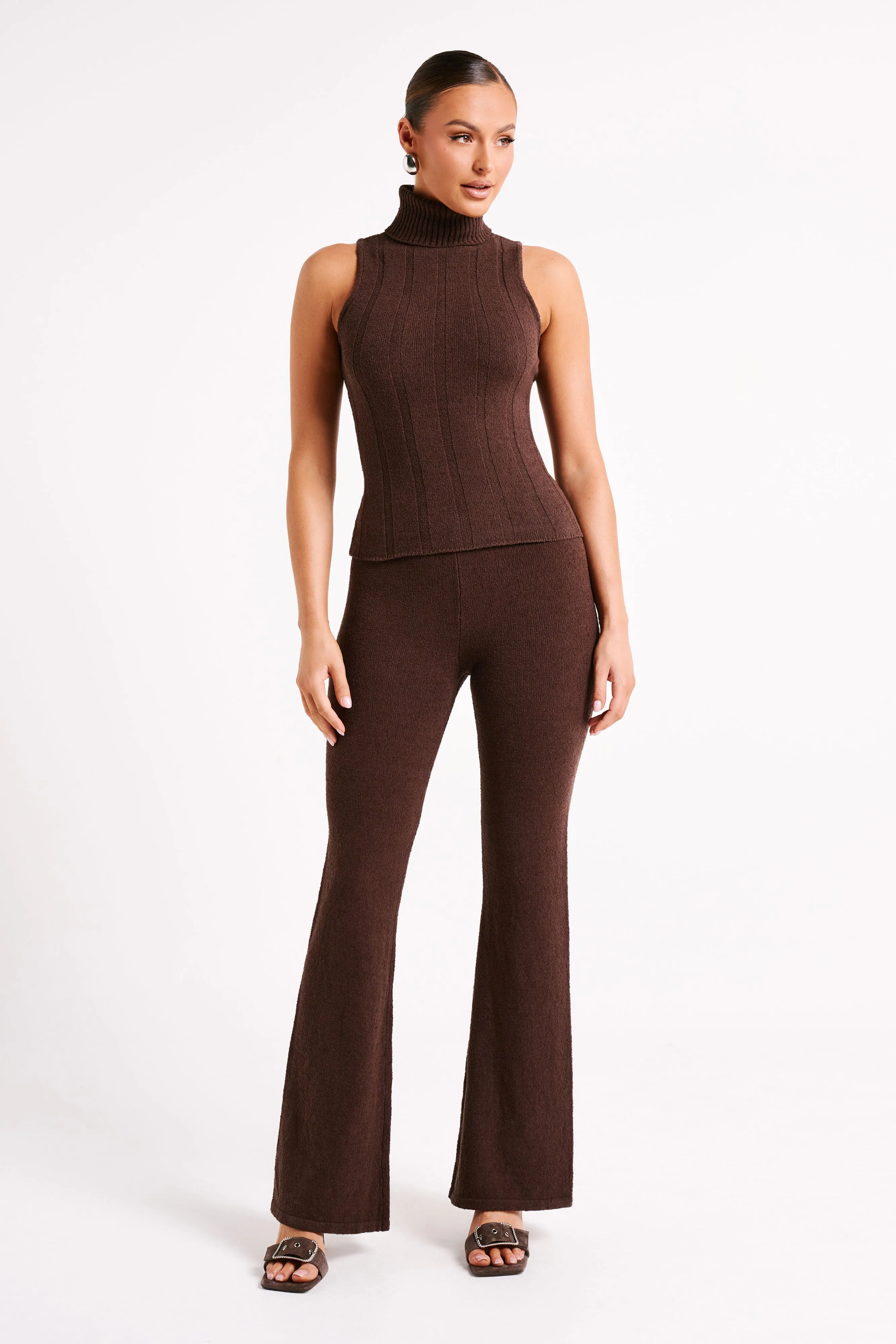 Angelina Ribbed Turtleneck - Chocolate