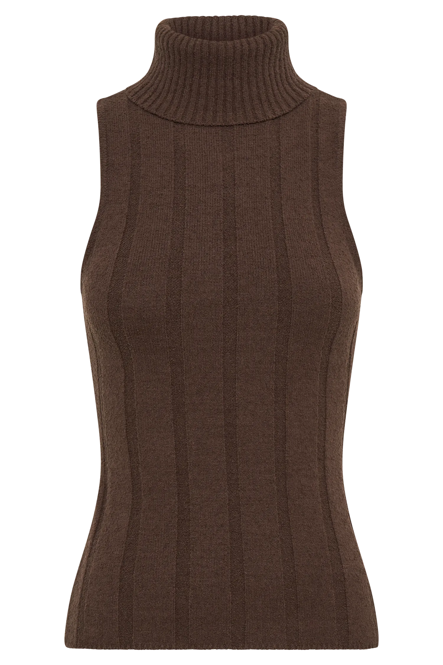 Angelina Ribbed Turtleneck - Chocolate