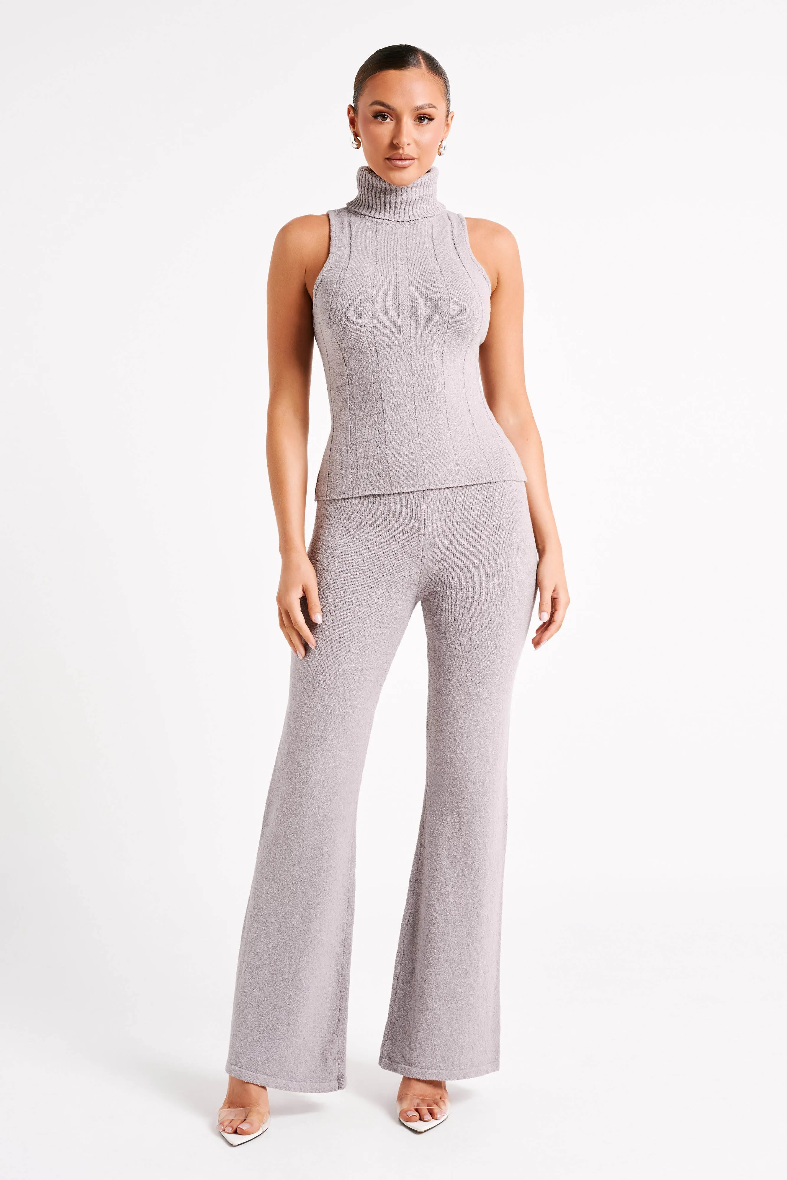 Angelina Ribbed Turtleneck - Grey Marle