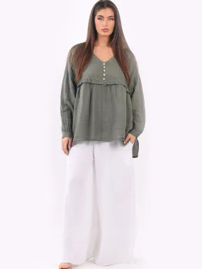 Anne   Kate Italian Linen Ruched Tunic