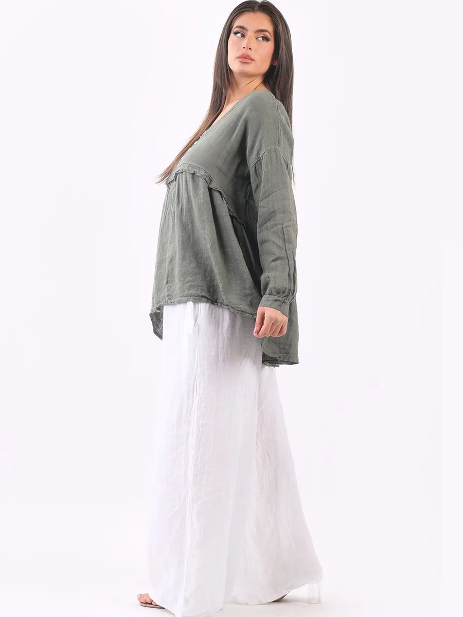 Anne   Kate Italian Linen Ruched Tunic