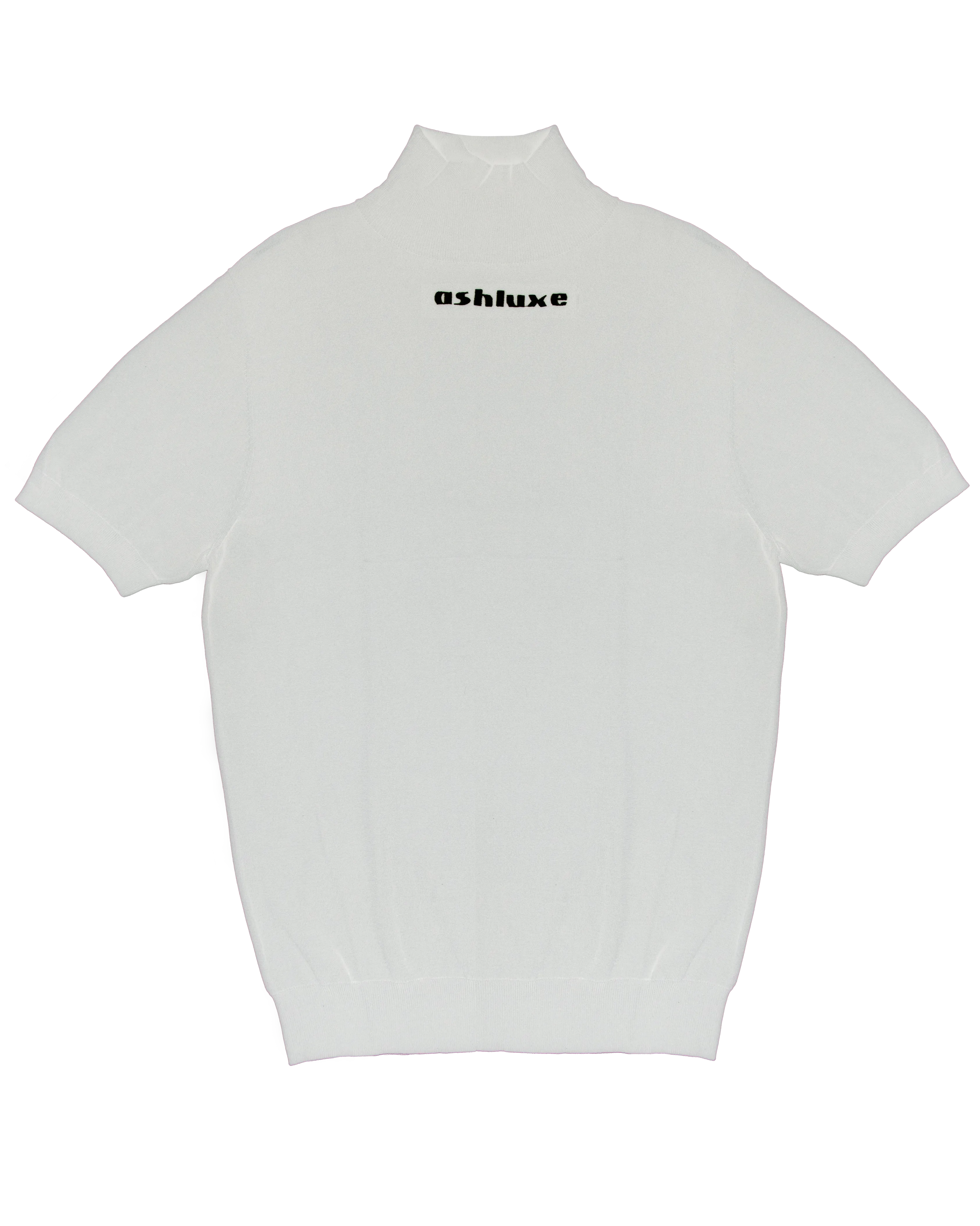 Ashluxe Ribbed Turtleneck Tee - White