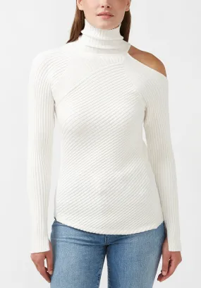 Beronia Women's Long Sleeve Cut Out Shoulder Sweater in Ivory - SW0037H