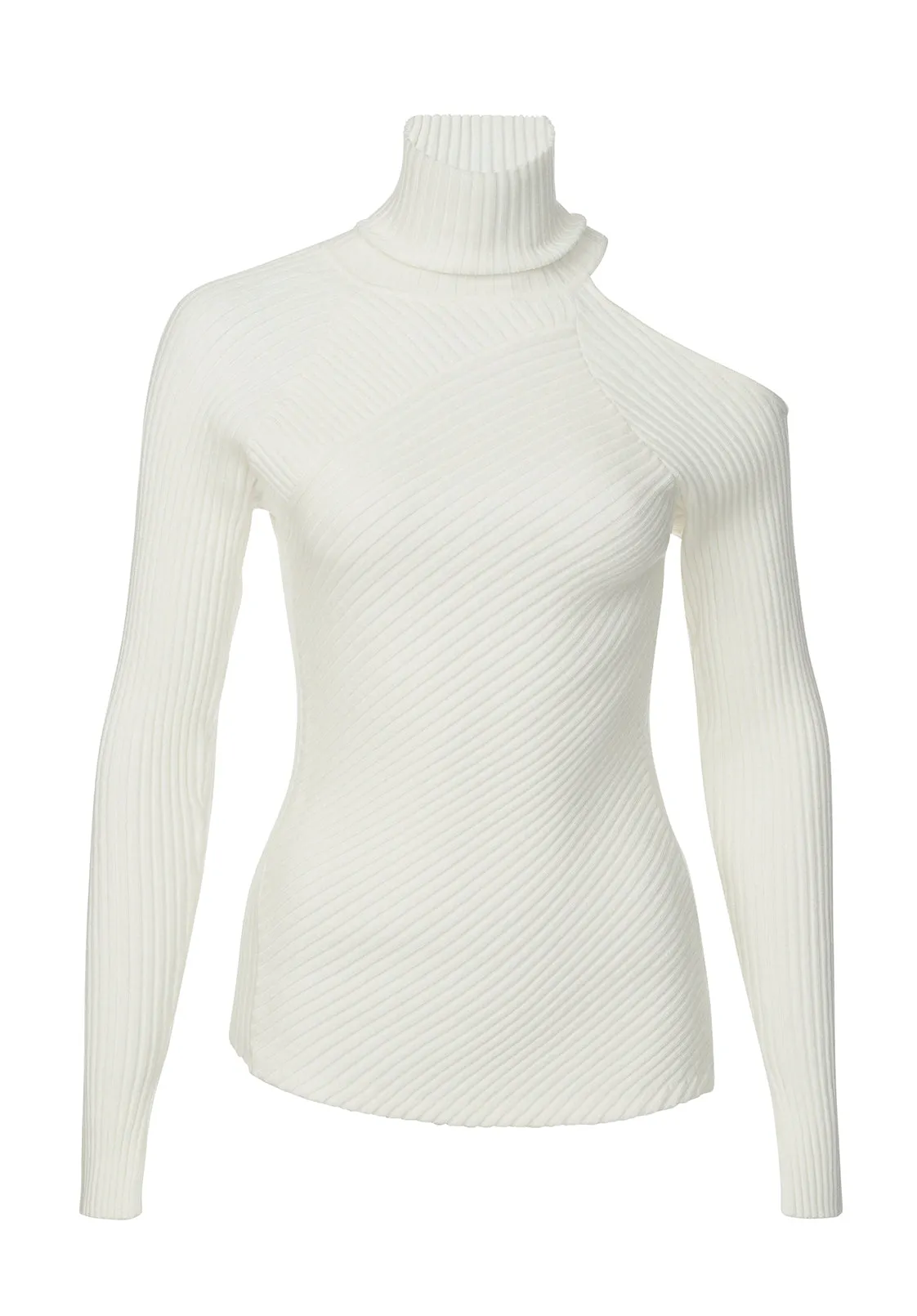 Beronia Women's Long Sleeve Cut Out Shoulder Sweater in Ivory - SW0037H