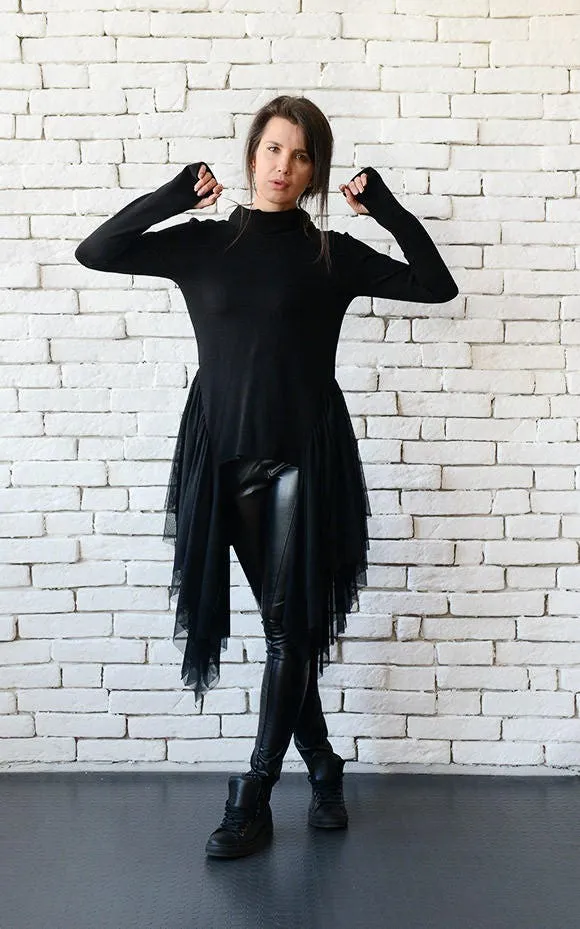 Black Asymmetric Tunic