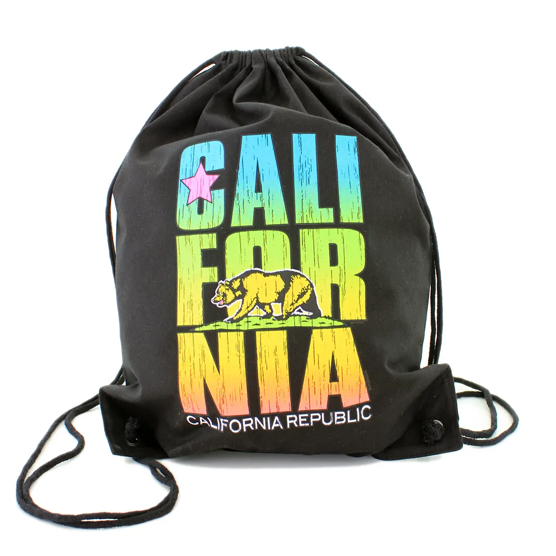 California Republic Neon Retro Cotton Canvas Drawstring Backpack