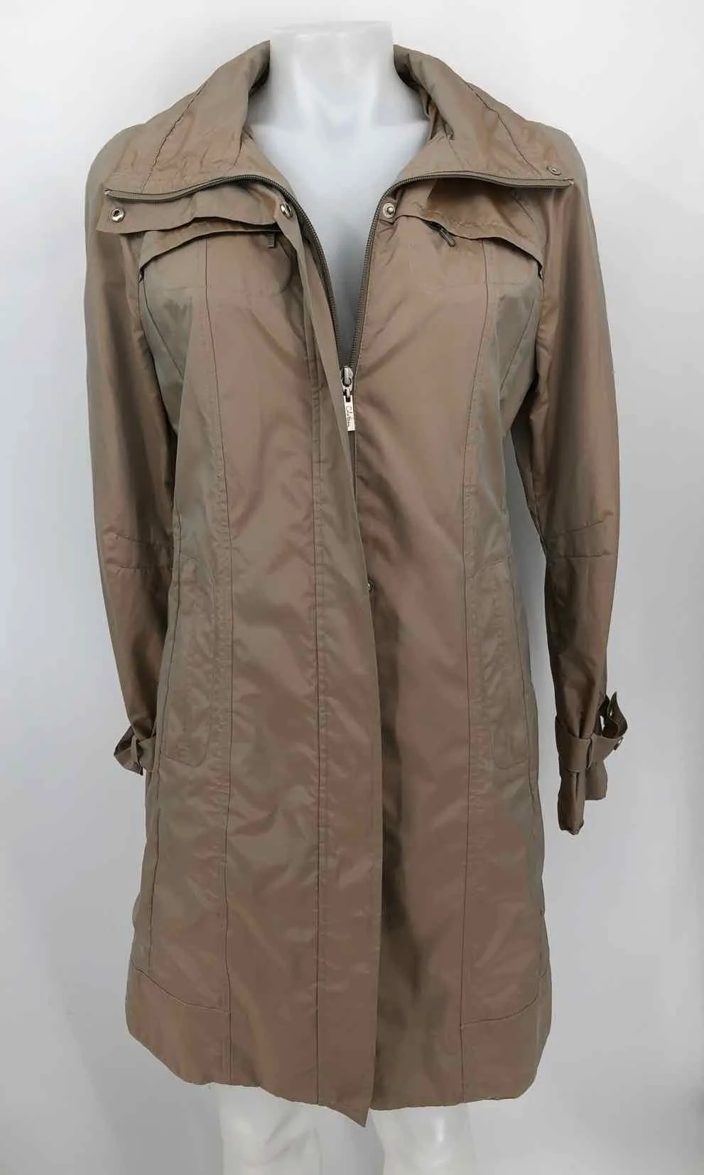 COLE HAAN Brown Shimmer Longsleeve Raincoat Women Size SMALL (S) Jacket