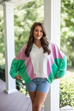 Colorblock Fab Green Mix Pullover