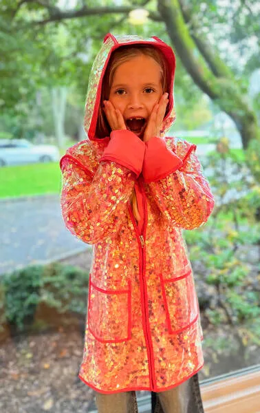 Coral Pink Sequin Raincoat