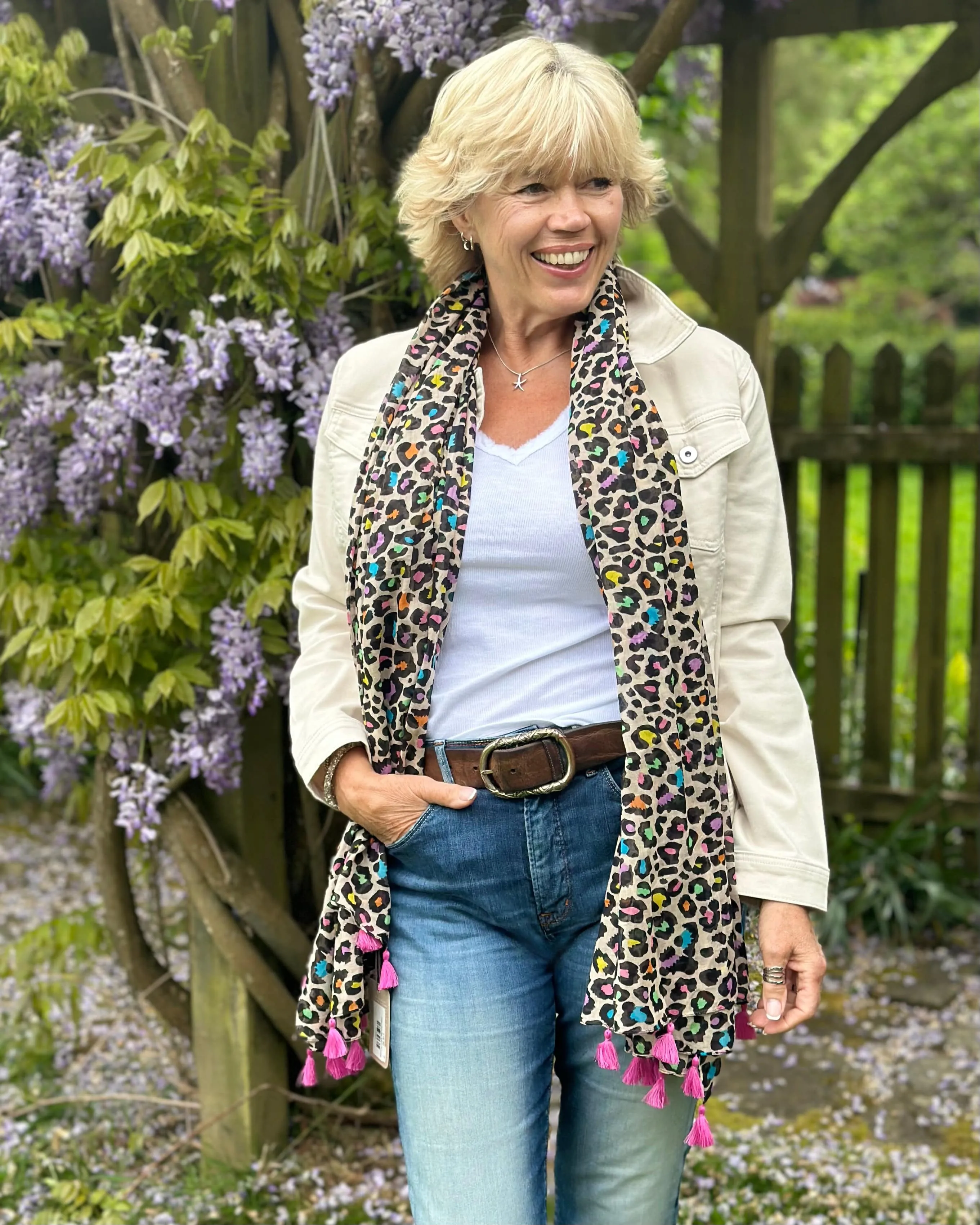 Cotton Neon Mix Animal Print Scarf