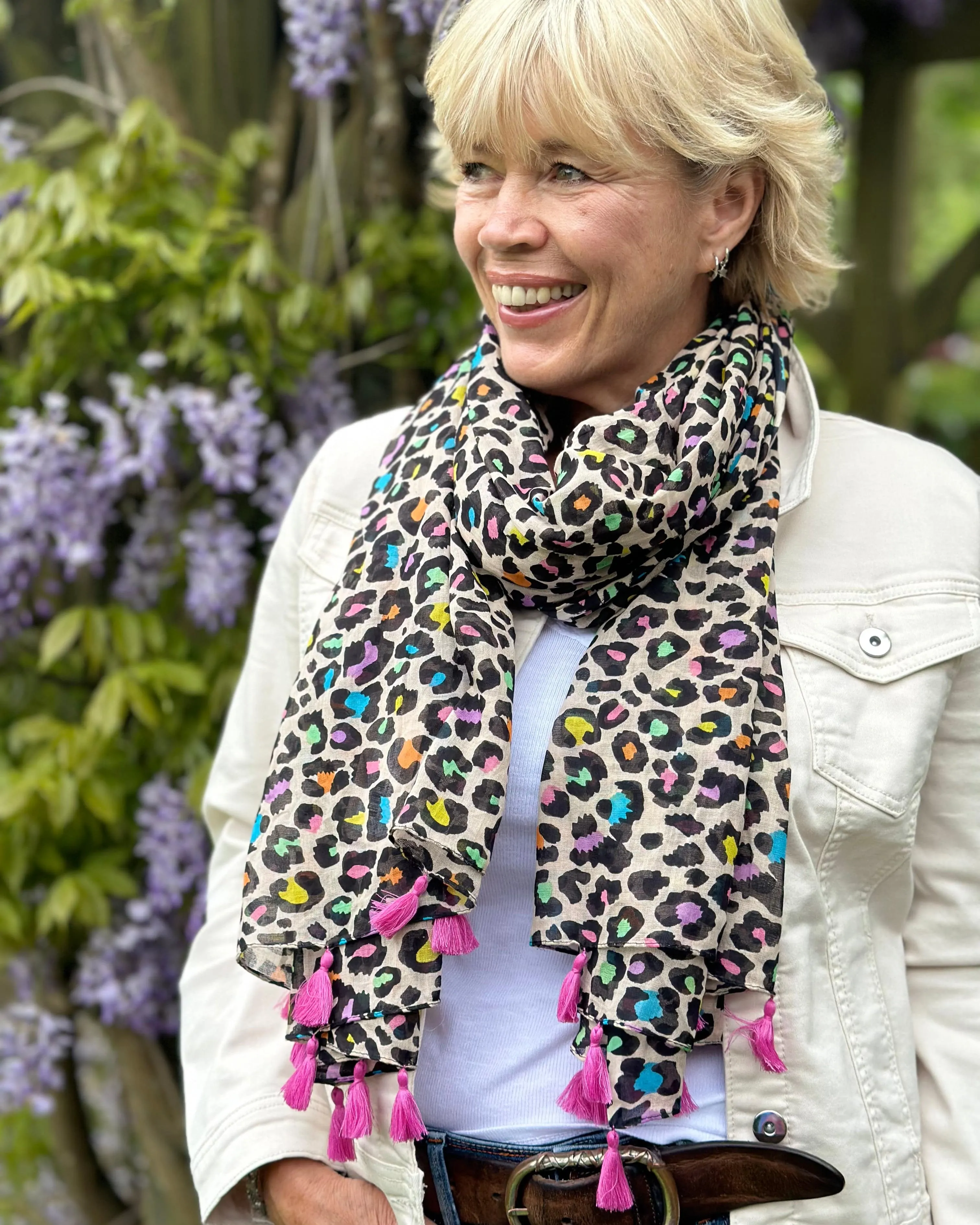 Cotton Neon Mix Animal Print Scarf