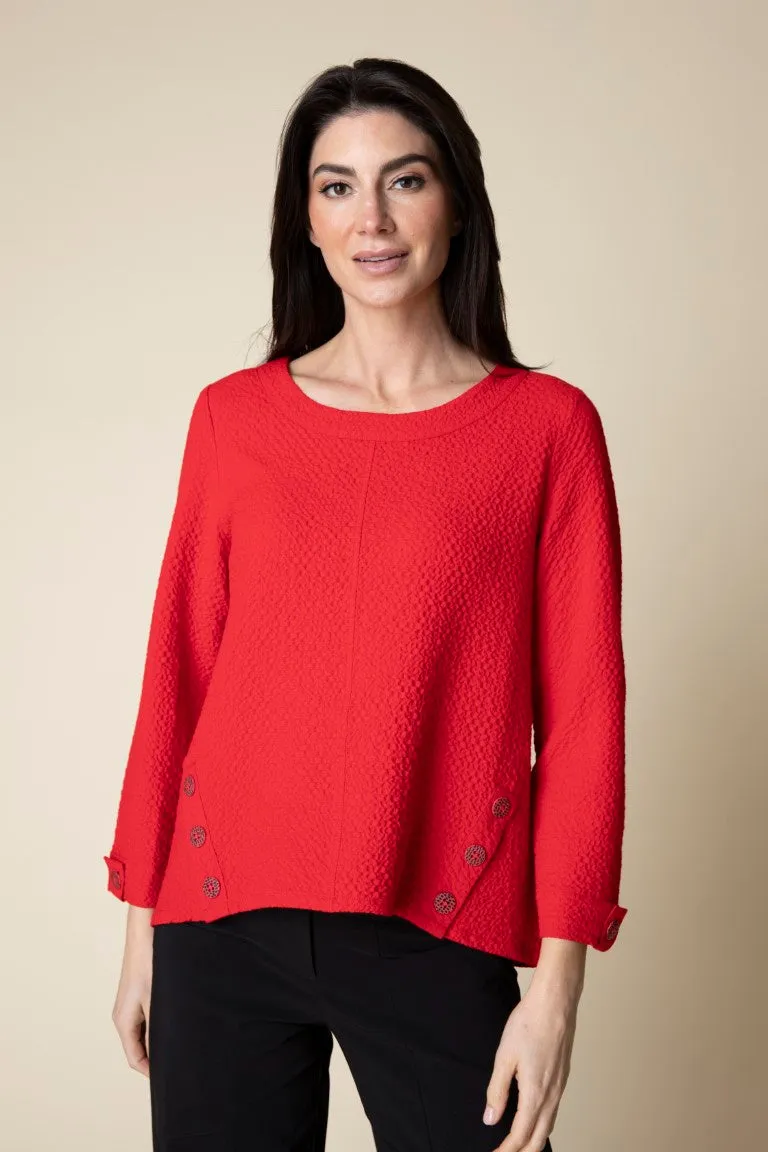 Crinkle Crepe Side Button Pullover