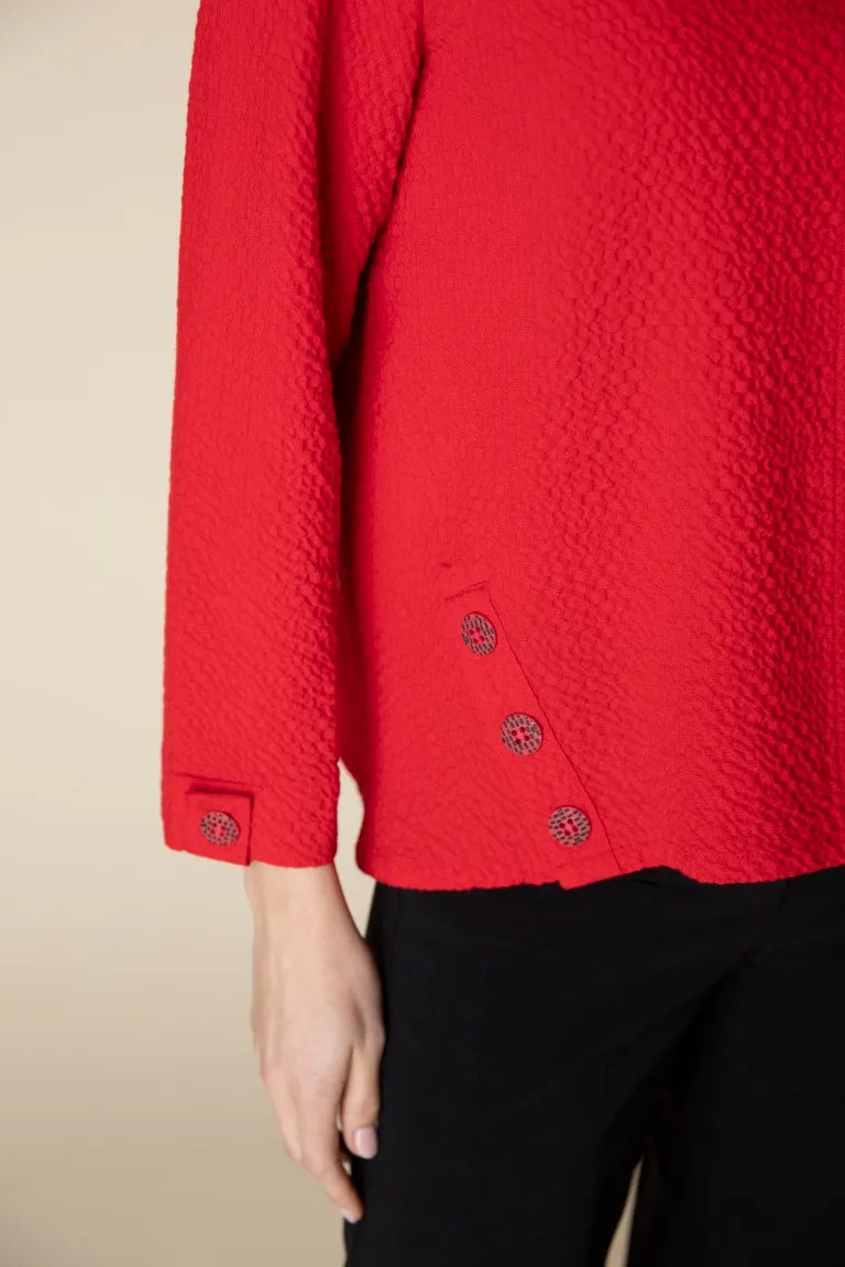 Crinkle Crepe Side Button Pullover