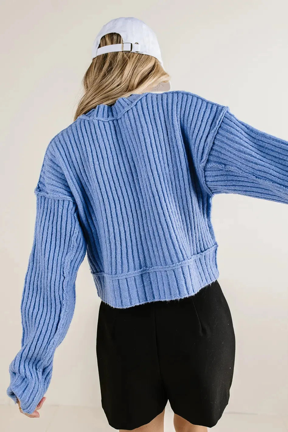 Daniela Ribbed Sweater in Blue