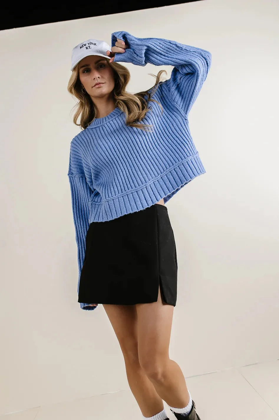 Daniela Ribbed Sweater in Blue