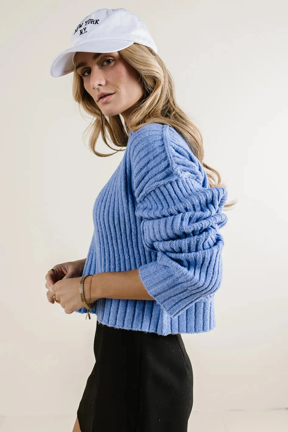 Daniela Ribbed Sweater in Blue