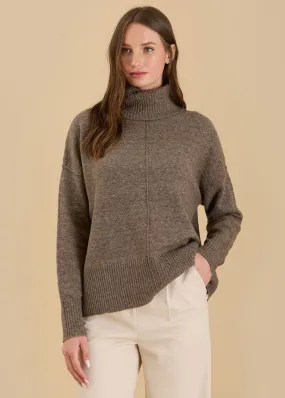 Delaney Front Seam Turtleneck - Dark Mocha