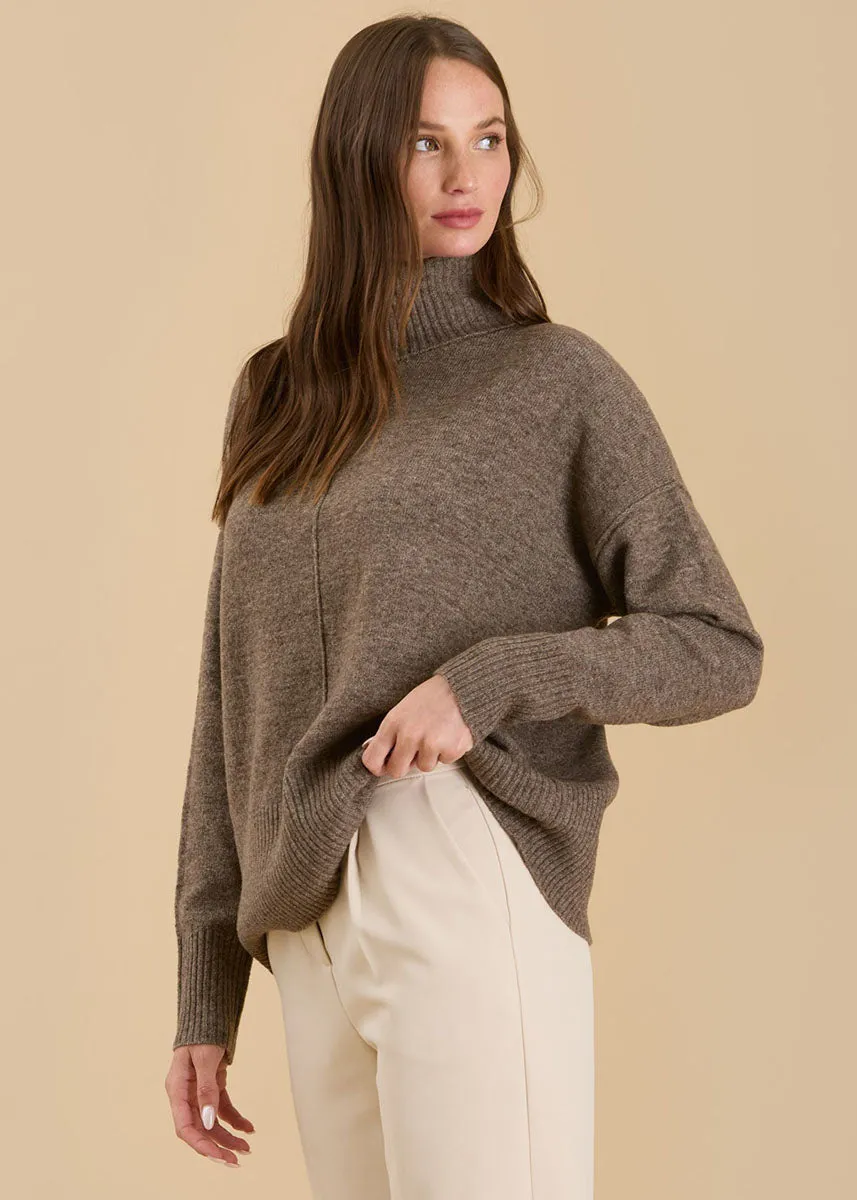 Delaney Front Seam Turtleneck - Dark Mocha