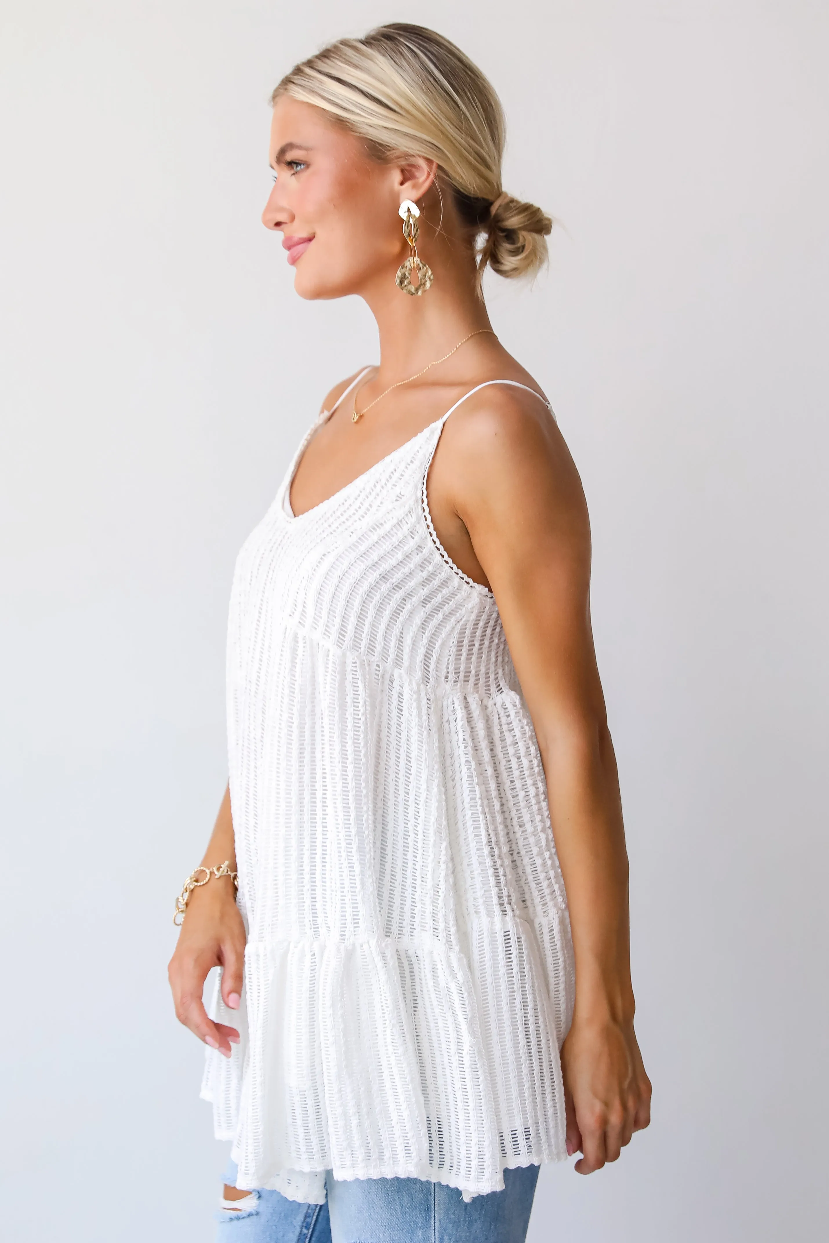 Expert Sweetness White Crochet Knit Tunic