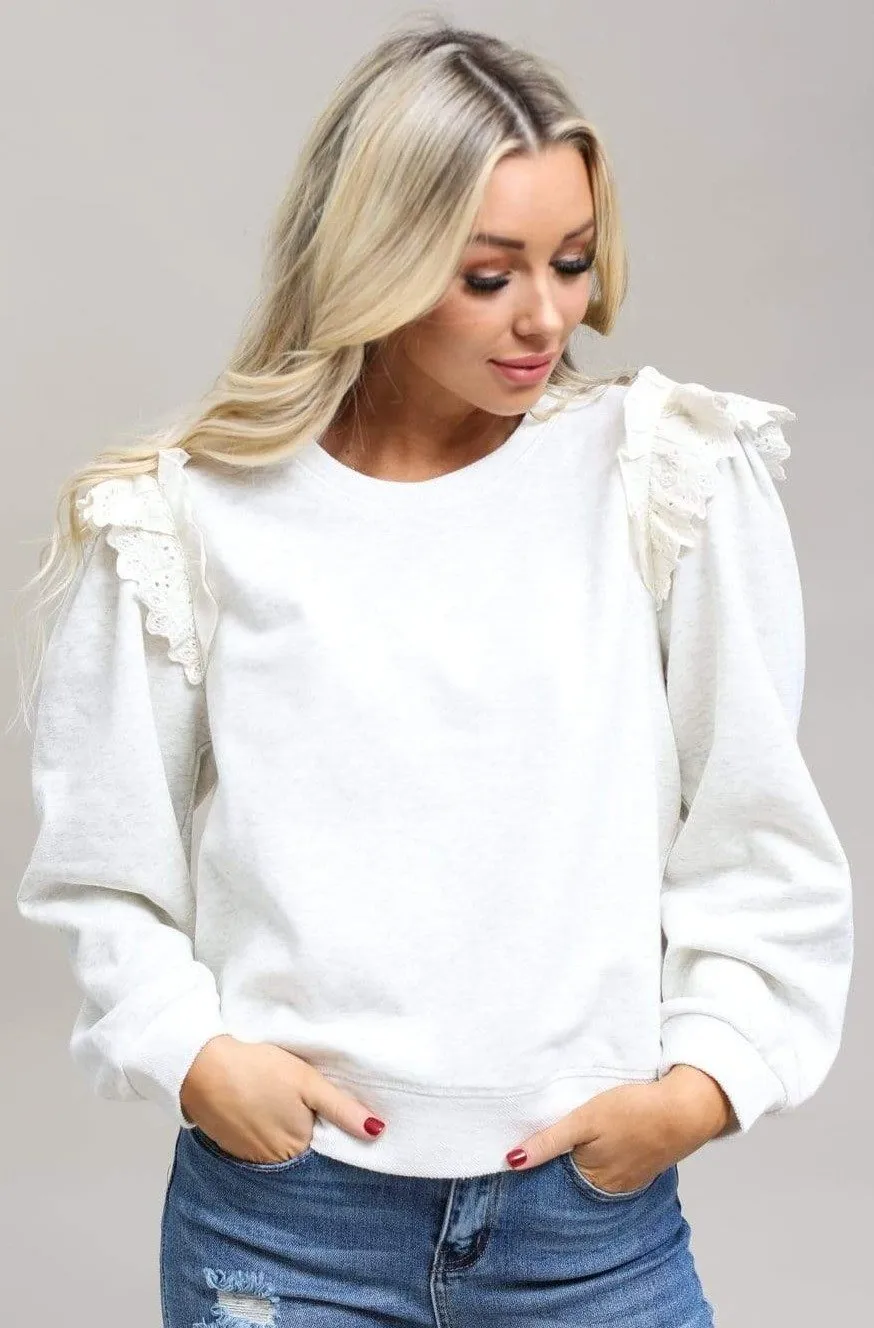 Eyelet Lace Detail Sweatshirt