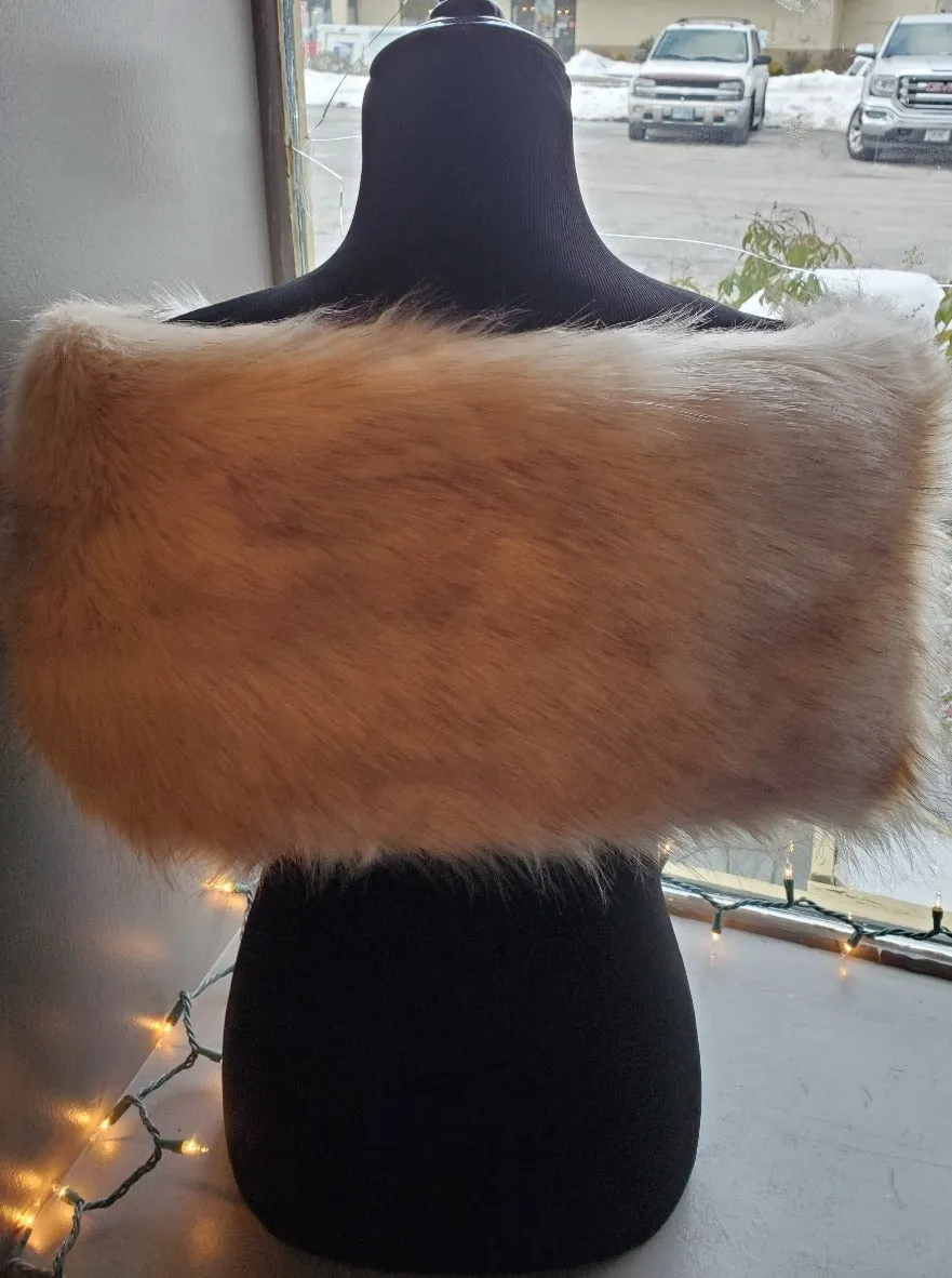 Faux Fur Shawl with Scarf Tie