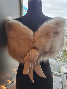 Faux Fur Shawl with Scarf Tie