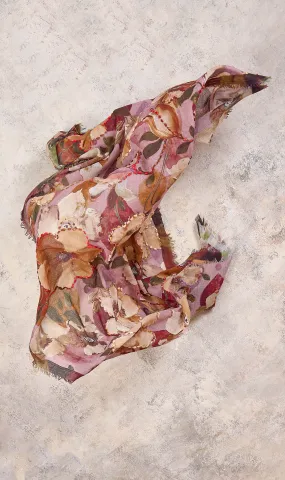 Floral Embroidered Wool Scarf