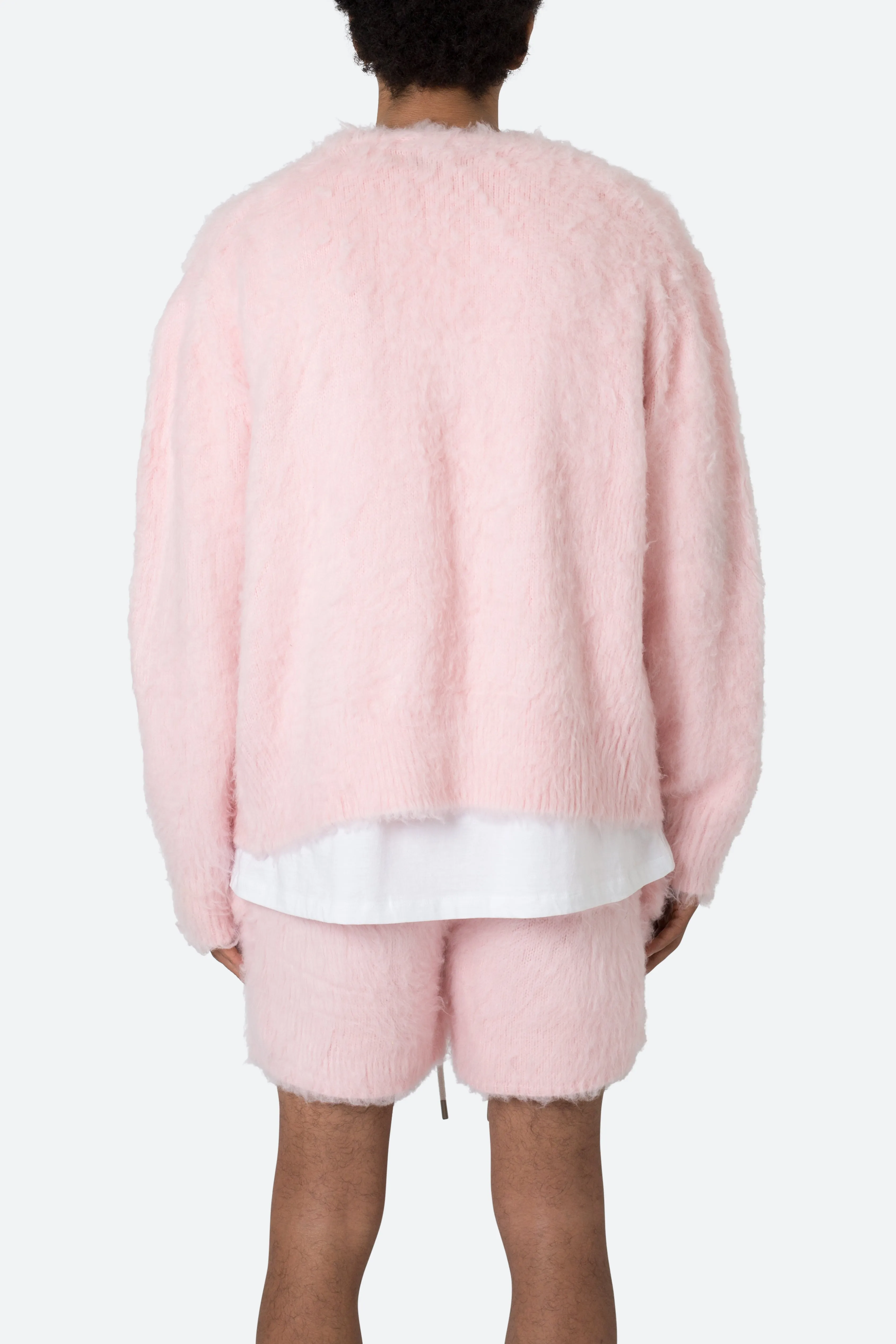 Fuzzy Cardigan Sweater - Pink