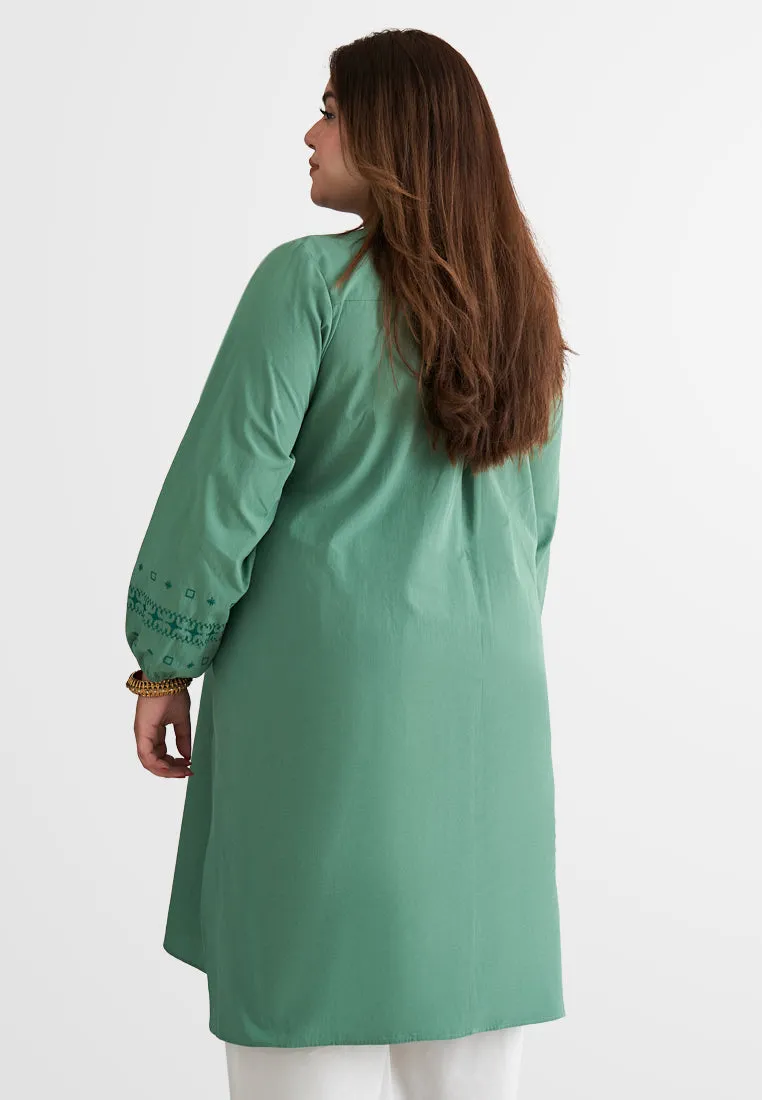 Geeti Embroidery Puff Sleeve Tunic Top