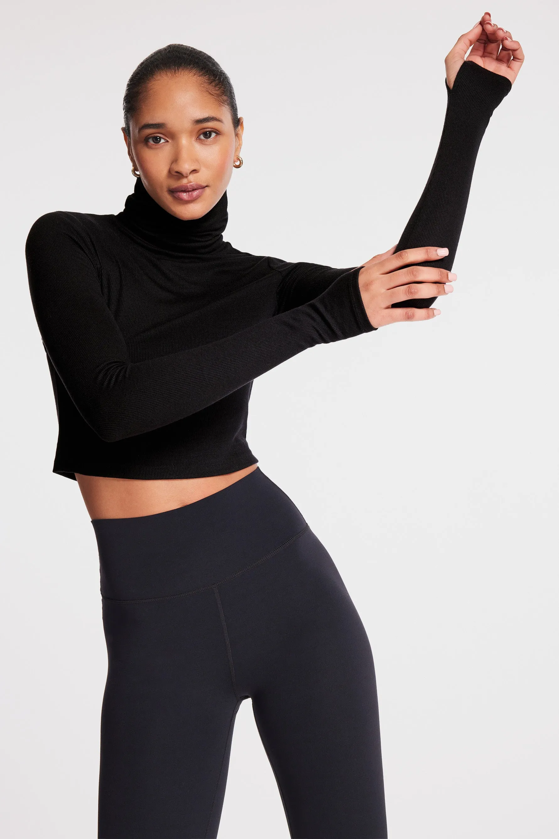 Jackson Rib Cropped Turtleneck - Black