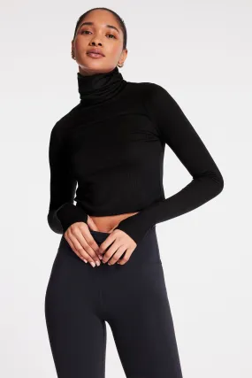 Jackson Rib Cropped Turtleneck - Black