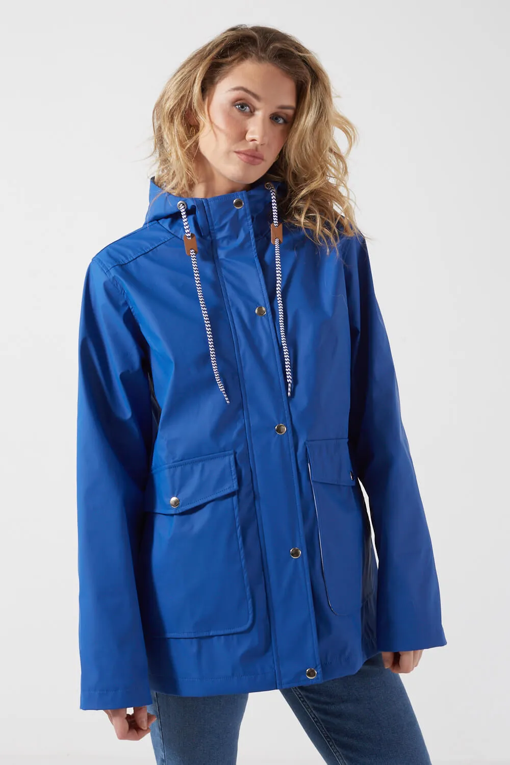 Marc Angelo Lily Stripe Lined Raincoat in Blue