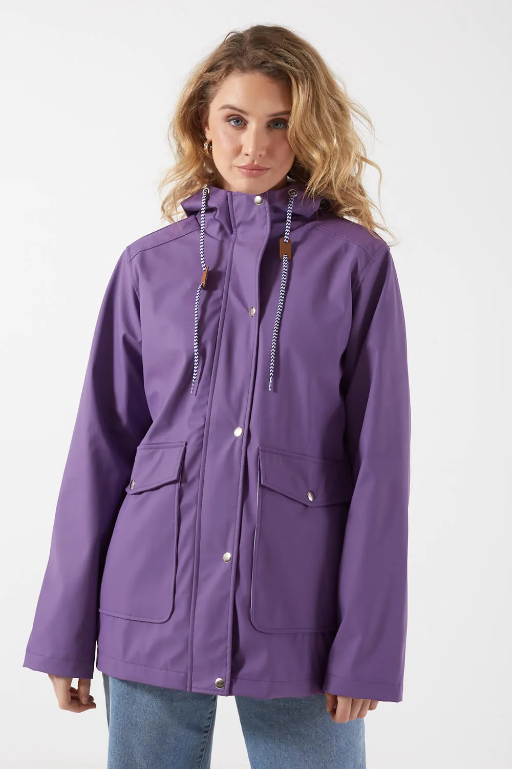 Marc Angelo Lily Stripe Lined Raincoat in Purple