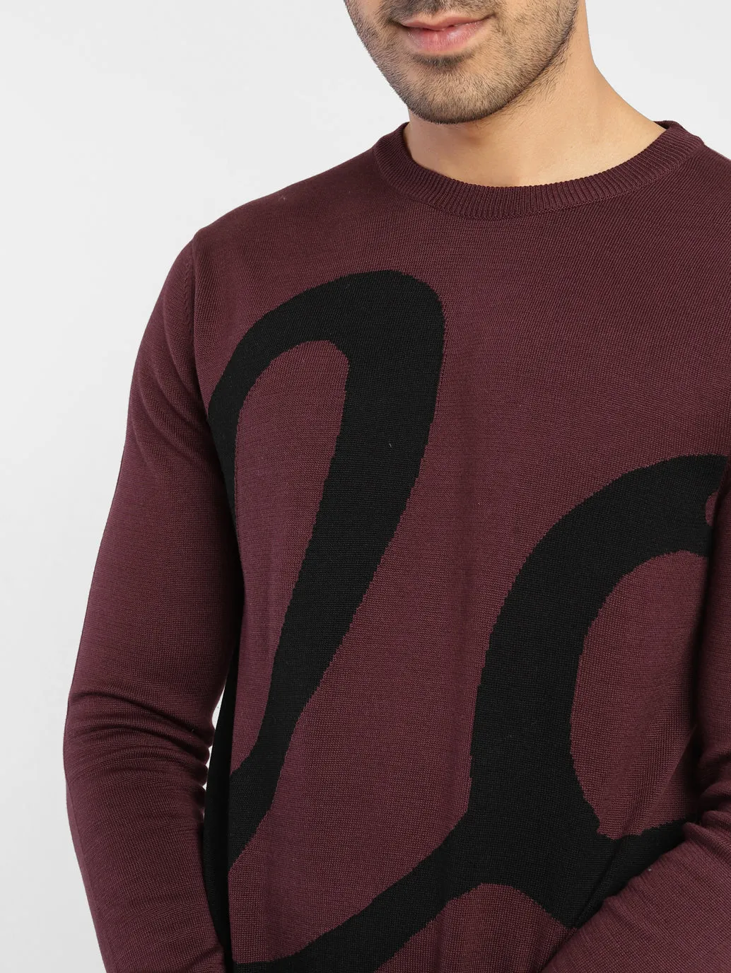 Men's Abstract Print Crew Neck Sweater