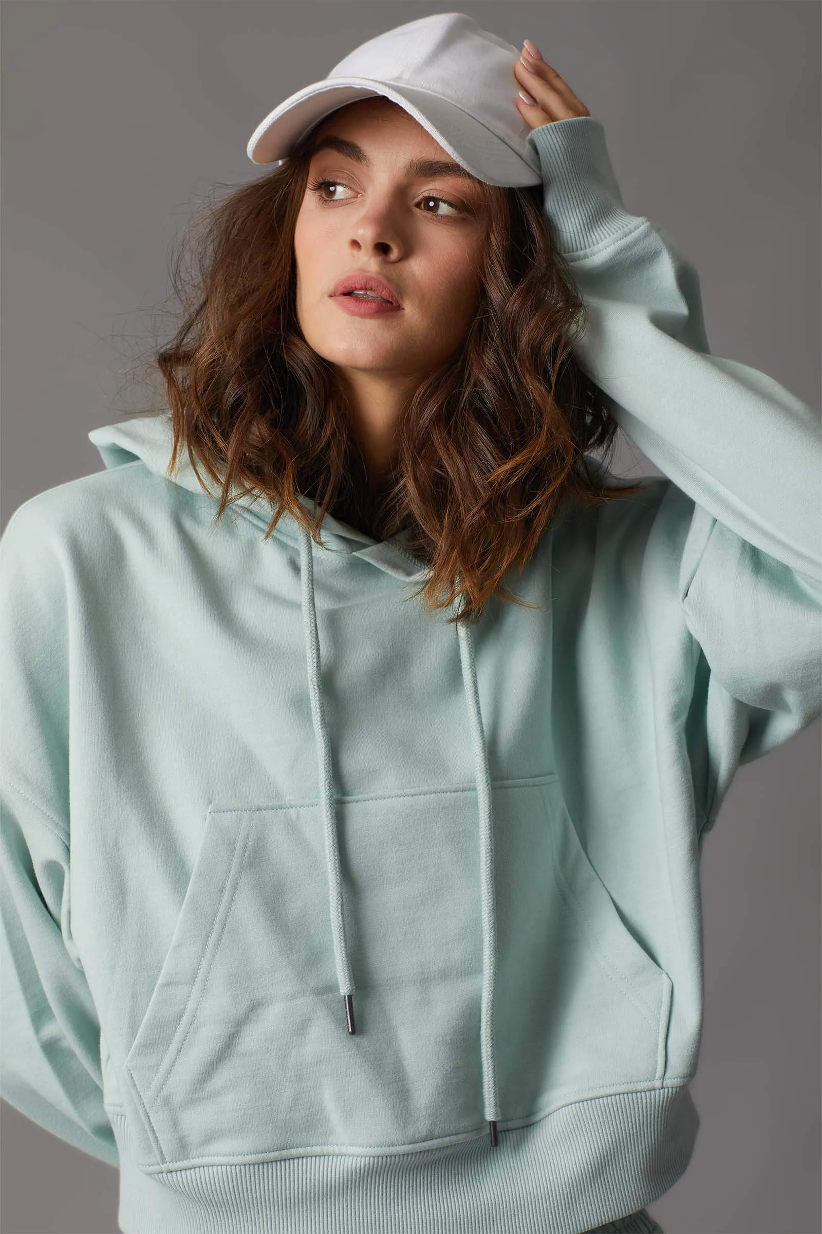 Mint Crop Hoodie