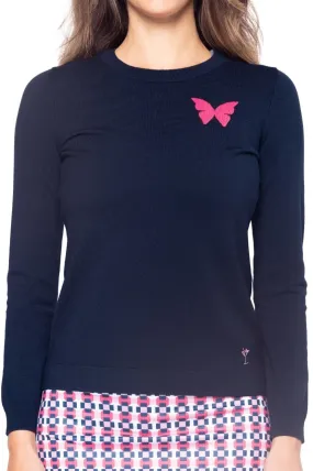 Navy Butterfly Crewneck Sweater