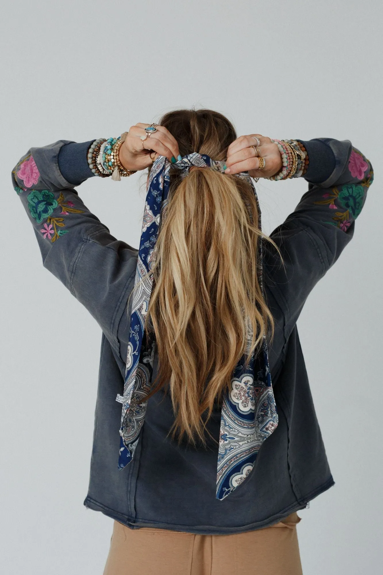 Paris Paisley Scarf - Navy Blue