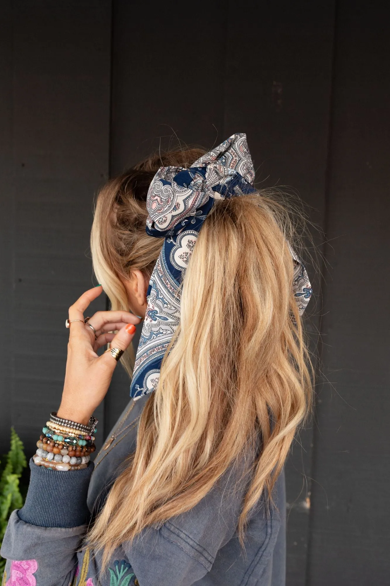 Paris Paisley Scarf - Navy Blue