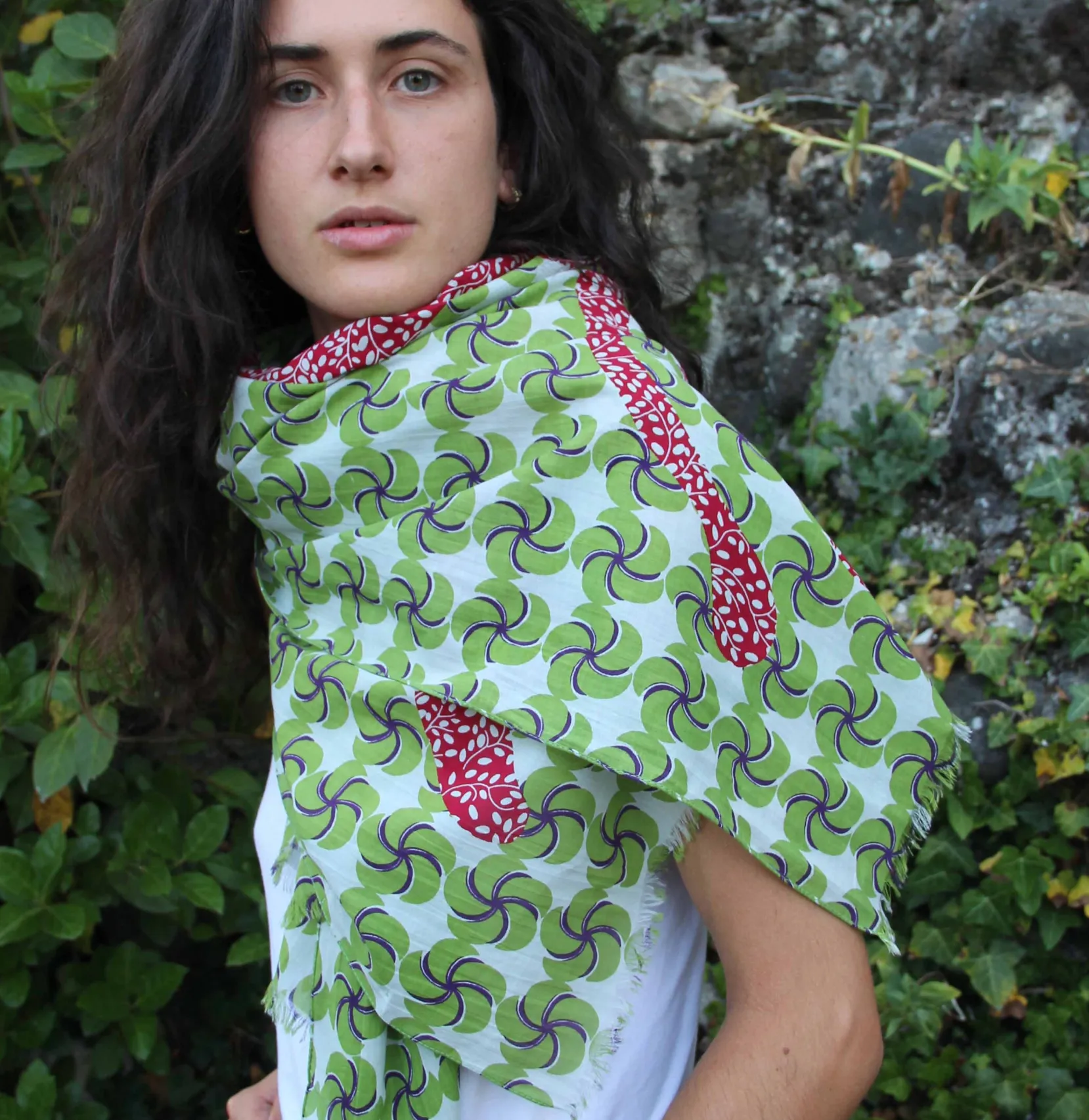 Patterned cotton scarf \ 100x180cm