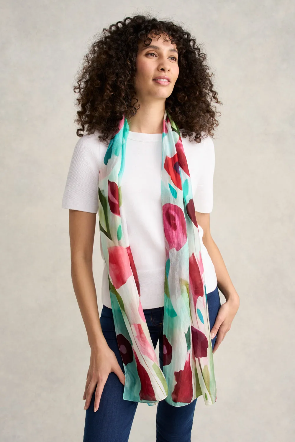 Poppy Floral Silk Scarf