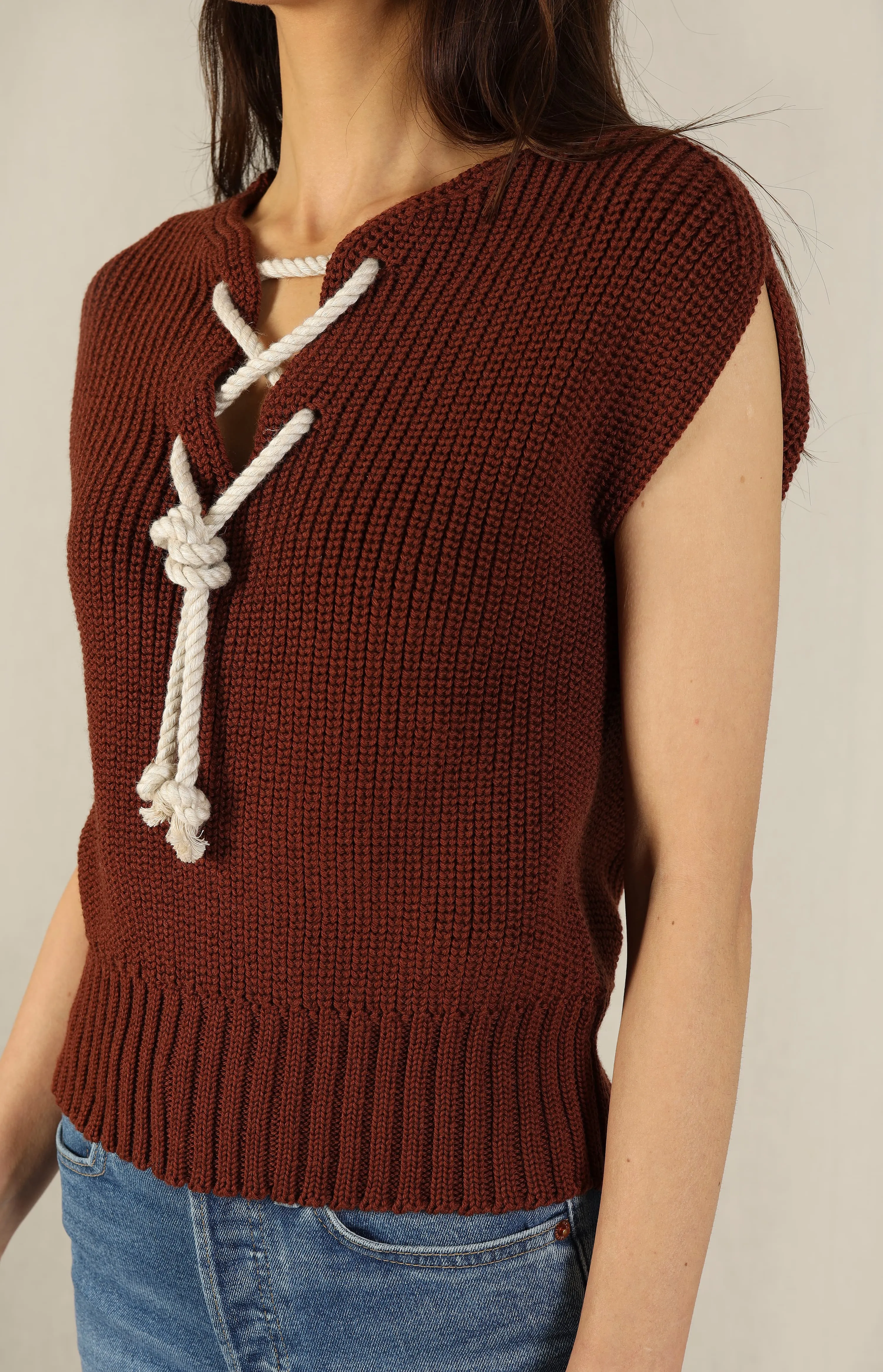 Pullover mit Kordel in Clay