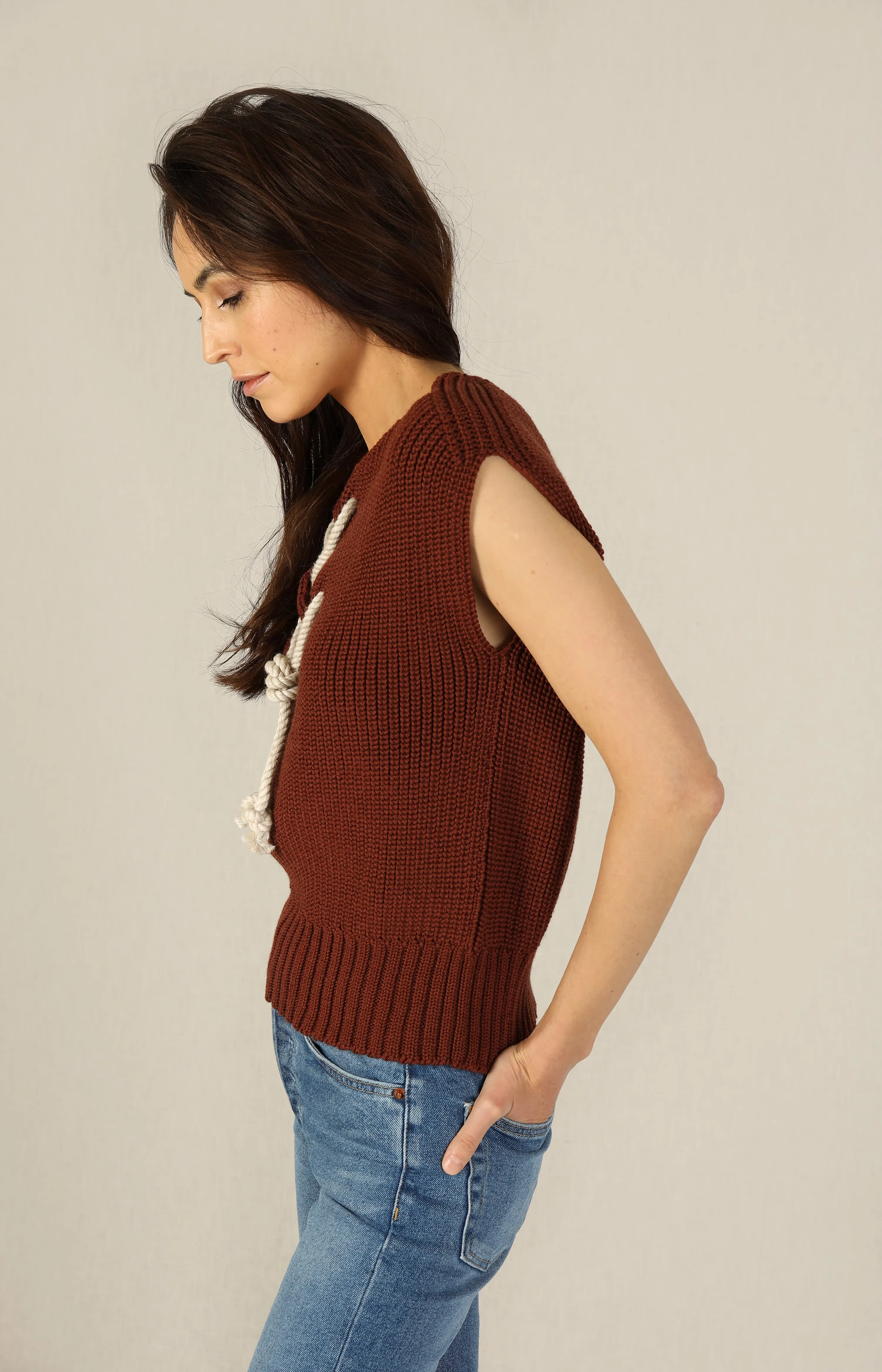 Pullover mit Kordel in Clay