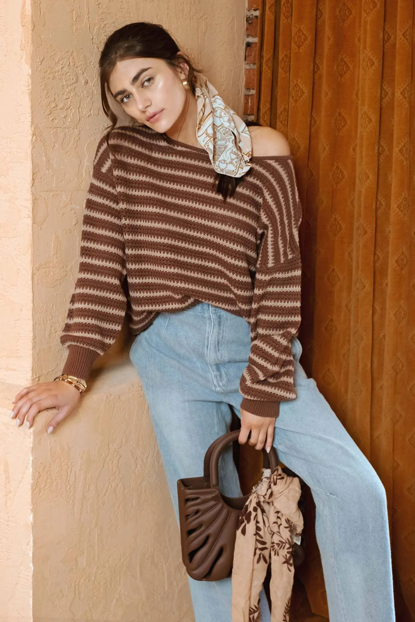 RELAXED STRIPE KNIT PULLOVER SWEATER