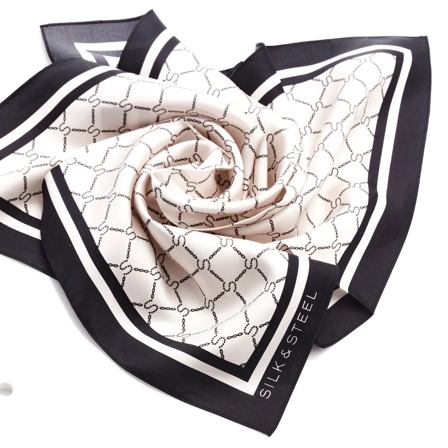 Signature Scarf / Pure Silk / White   Black