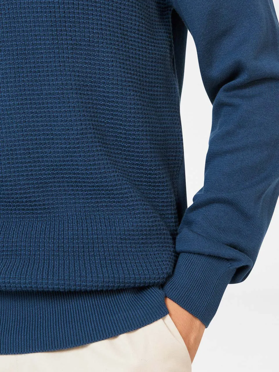 Textured Crewneck Sweater - Indigo