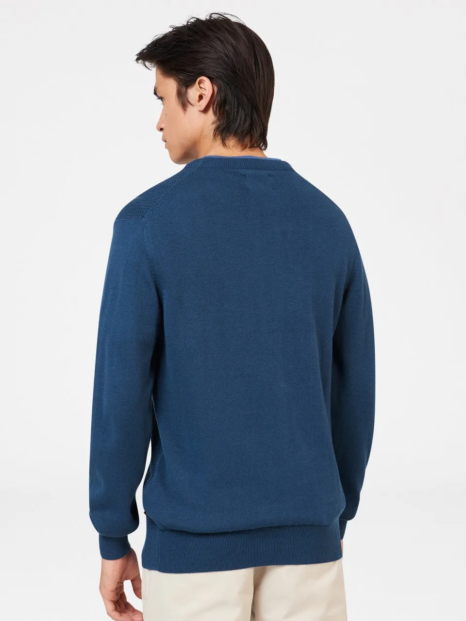 Textured Crewneck Sweater - Indigo