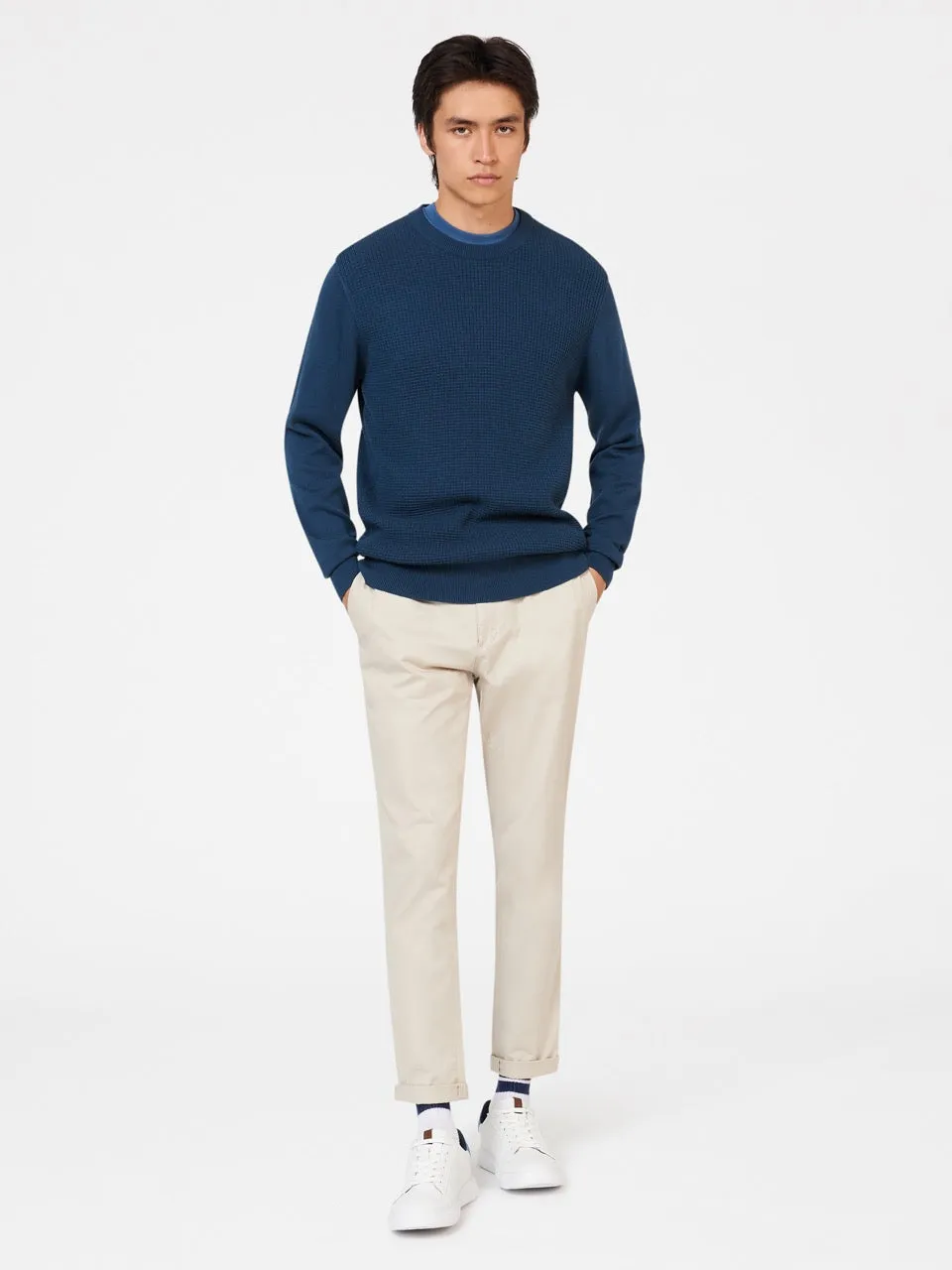 Textured Crewneck Sweater - Indigo